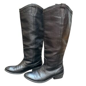 Franco Fortini Boots Womens 8M Black Winchester Western Leather Riding Tall Heel